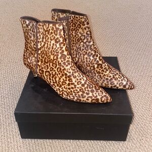 J Crew Leopard Print Calf Hair Kitten Heel Bootie
